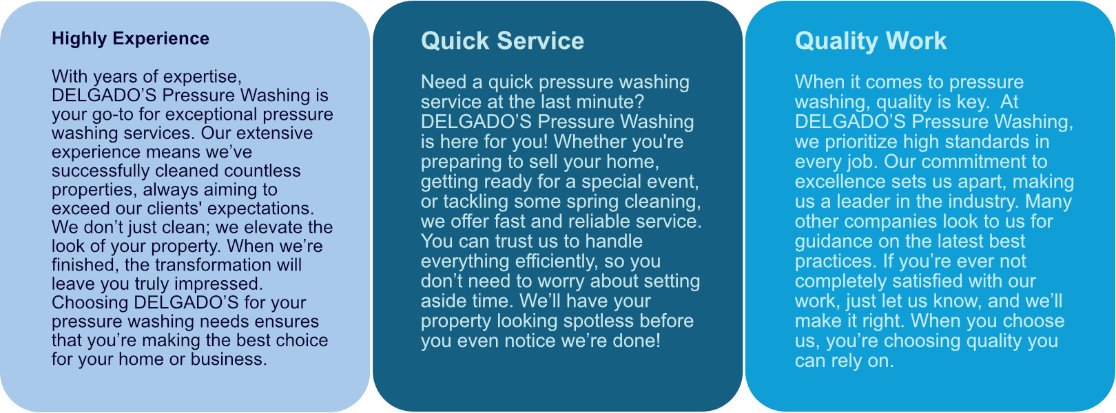 Highly Experience, Quick-Service & Quality Work